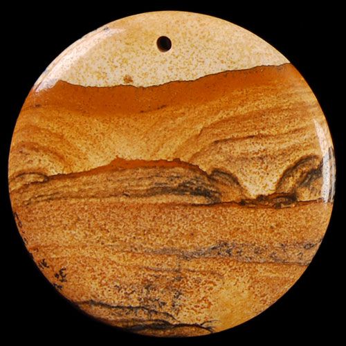 Q25603 46x7 Picture Jasper Round Pendant Bead  