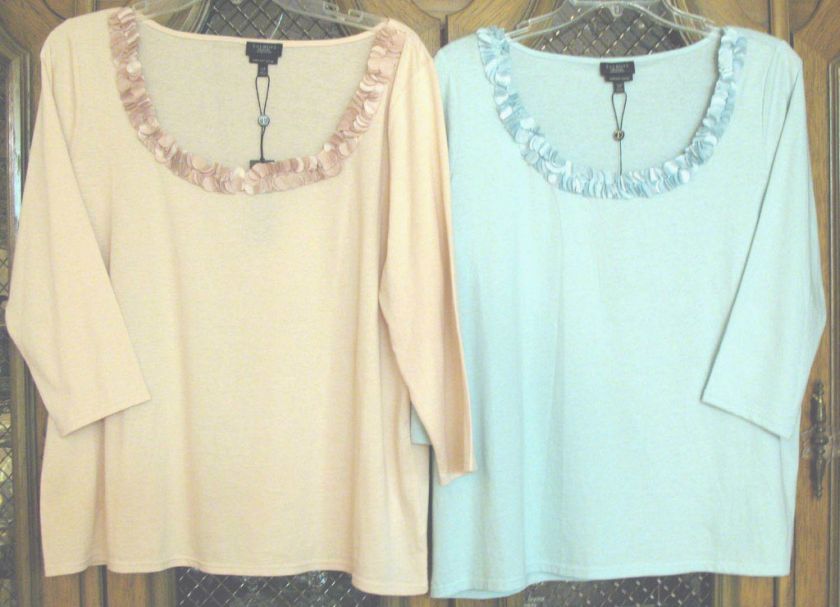 Talbots Blush Aqua VERY SOFT 100% PIMA Cotton Top Tee Scoop Coin Neck 