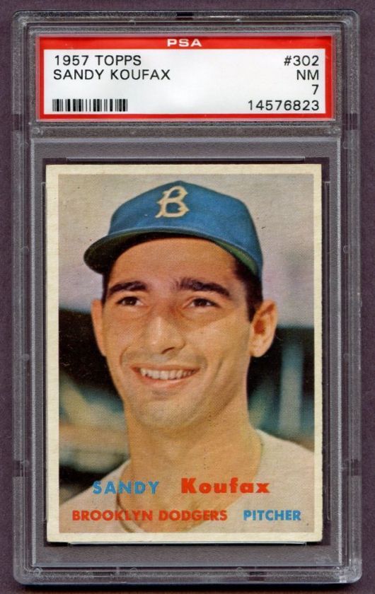 1957 Topps #302 Sandy Koufax   PSA 7 NM   Near Mint Condition  