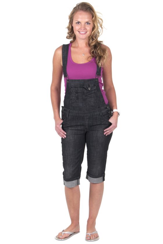 Für sie   Knielange Latzhose   Schwarz Damen jeanslatzhose, Latzhosen 