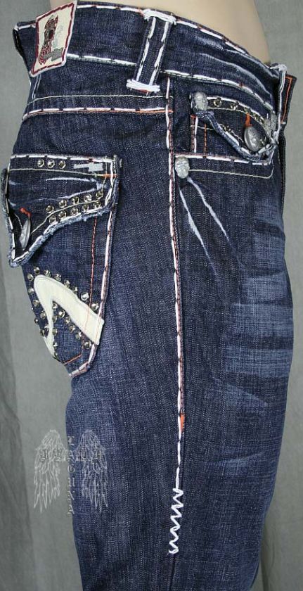 Laguna Beach Jeans Mens OLD LAGUNA White stitch 1G Crystals **SAMPLE 