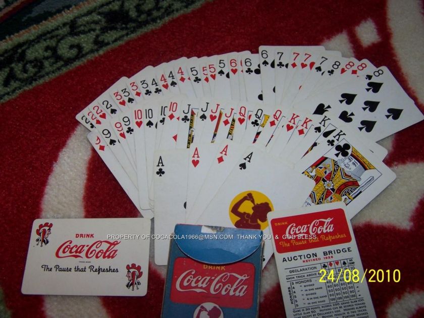 VINTAGE 1943 Coke Playing Coca Cola Card SET Bottle Old  