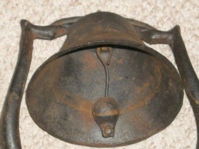 Antique Cast Iron Farmers Figural Dinner Bell Cow Bull Steer~Very 