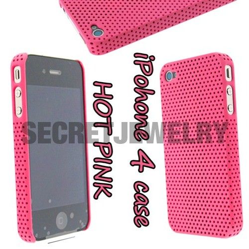   Perforated Hard Snap Case Cover Casing for iPhone 4   Hot Pink  