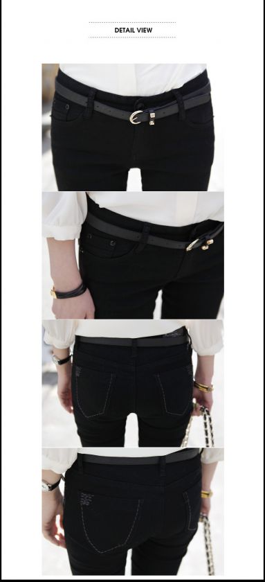 Womens Casual Premium Black SLIM Skinny Jeans Korea Style Pants 26~32 