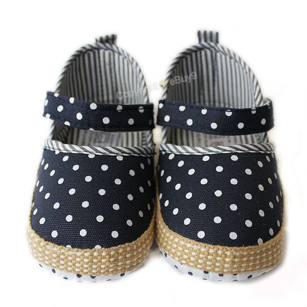 NEW Toddler Baby Kid Girl Princess Navy Blue Shoes White Dot Size US 