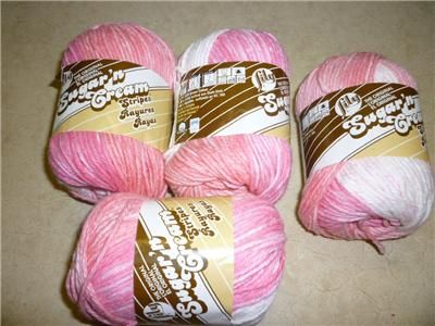 LOT 12 LILY SUGAR N CREAM 4 PINK, 4 BLUE STRIPES 4 SCENTED COTTON YARN 