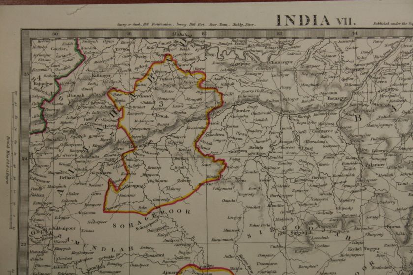 1832 NORTH EAST INDIA HANDCOLOURED ANTIQUE SDUK MAP  