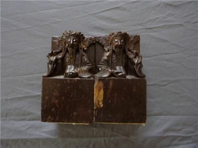 Vintage massive book ends, marmor with buddistic motives, old  