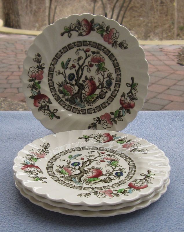 Set FOUR Myott Indian Tree Bread Plates England  