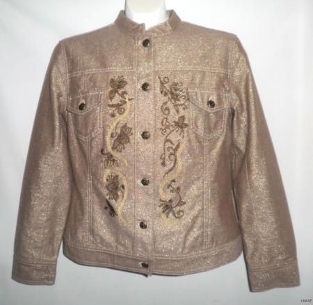   NWOT Pretty Gold Shimmery Jean Jacket, Size 1   Medium  