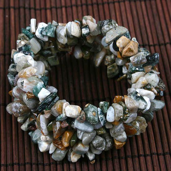 Chip Ocean Jasper Beads Knitted Stretch Bracelet 1P  