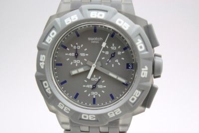 New Swatch Gray Hero Men Chronograph Date Stop Watch SUIM402  