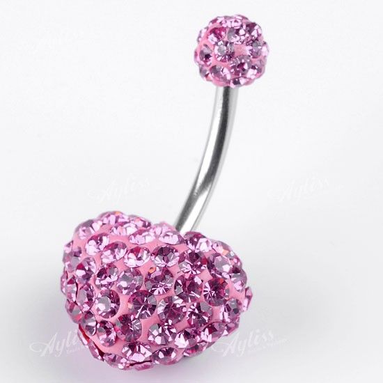 1PC 14ga Czech Crystal Heart Belly Navel Ring Barbells Body Piercing 4 