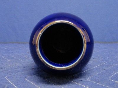 Japanese Kutani Style Peacock Cobalt Blue Collectible Vase K14  