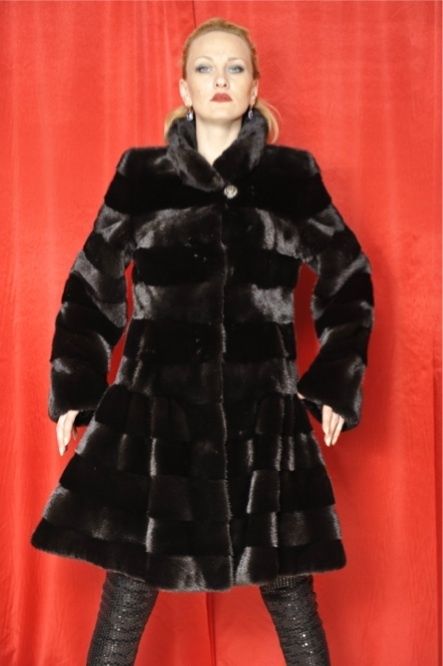 Brand New Horizontal Black Mink Fur jacket NWT  