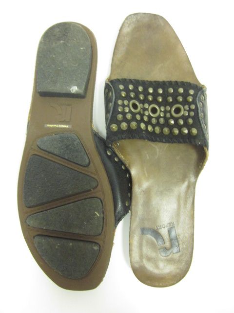 REPORT Black Canvas Grommet Stud Zerav Sandals Size 8  