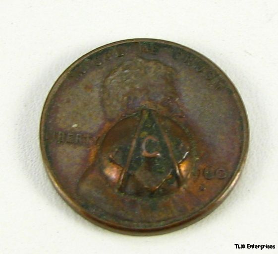 MASONIC PENNY   Square Compass Gift PENNY COIN  