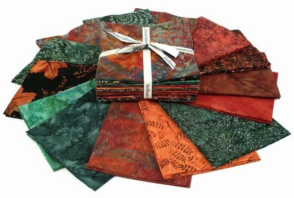   Orange Green Brown Rust FQ FAT QUARTERS Hoffman Passion Tea Bali