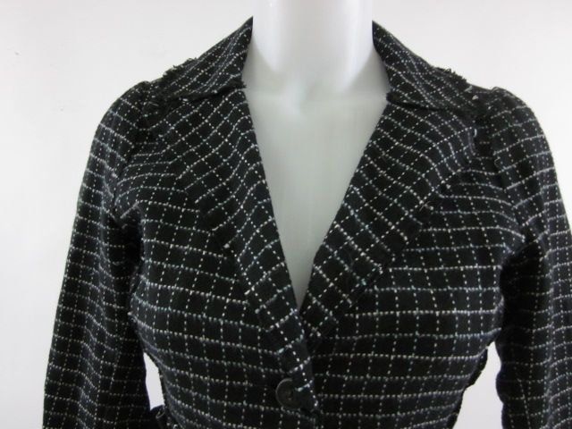 FREE PEOPLE Black White Checkered Blazer Jacket Sz 2  