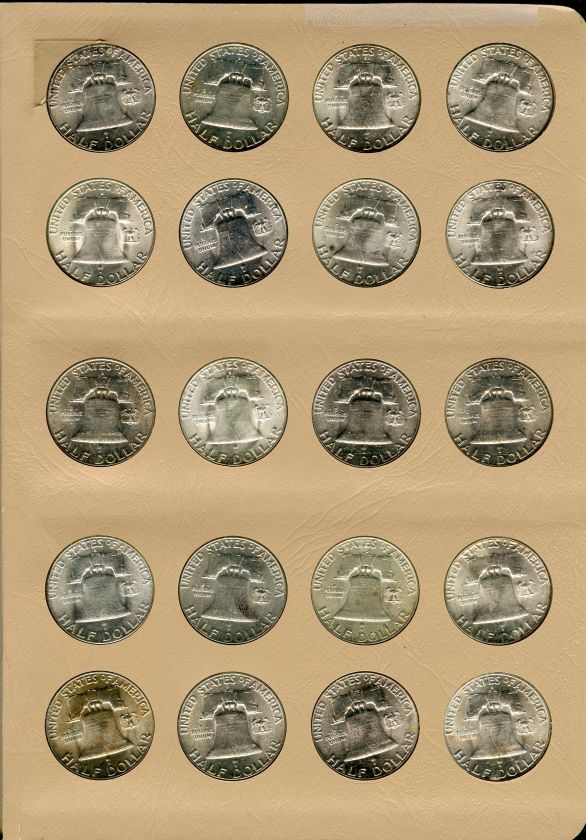 Complete Set Franklin Half Dollars Lot # 1174  