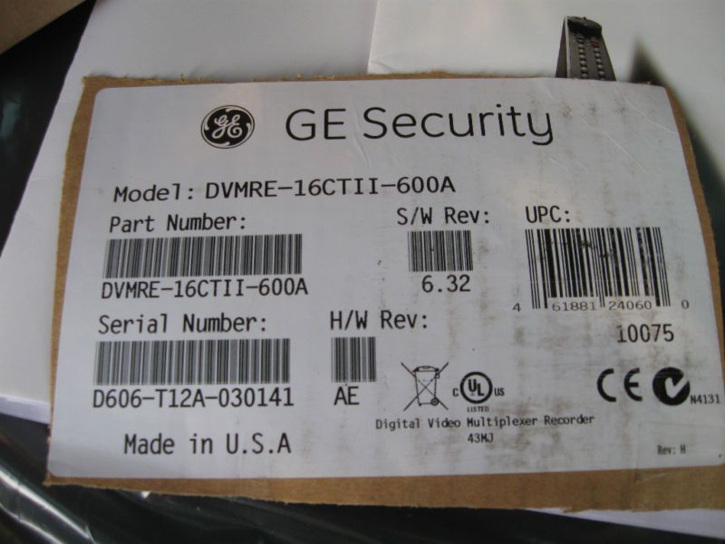 GE SECURITY DVMRE 16CTII 600A COLOR TRIPLEX MULTIPLEXER  