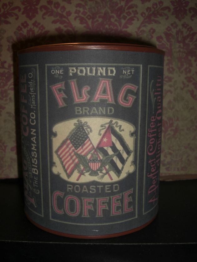 Flag Brand Roasted Coffee Vintage Label on new tin can.  