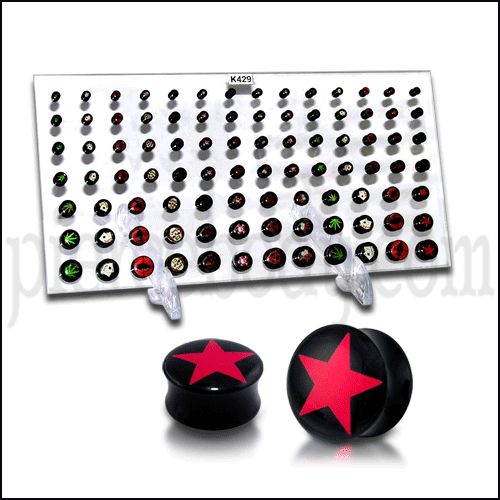 92pcs, Blackline UV Logo Flesh Tunnel with Display  