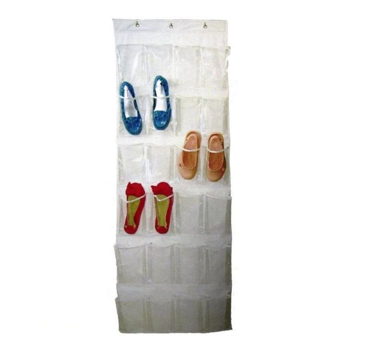 Over the Door 24 Pocket Hanging Shoe Organizer Space Saver Set With 