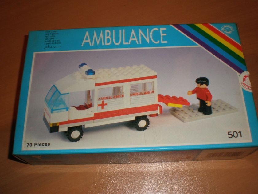 80S VINTAGE GREEK ITALOCREMONA LEGO PANDA AMBULANCE 501 MIB  