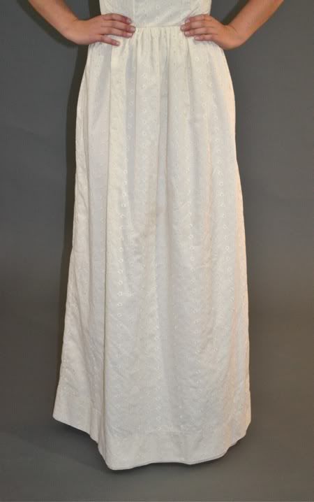 Vintage 70s Boho Hippie Cream Cotton Floral Eyelet Empire Tank Maxi 