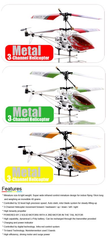 METAL 3 Channel 6020 RC Remote Control Mini Helicopter  