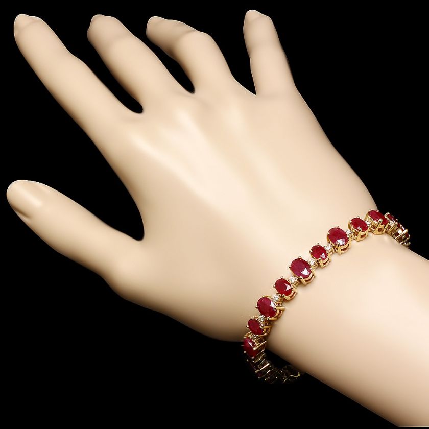   14K YELLOW GOLD 21.00CT RUBY 0.90CT DIAMOND BRACELET+  