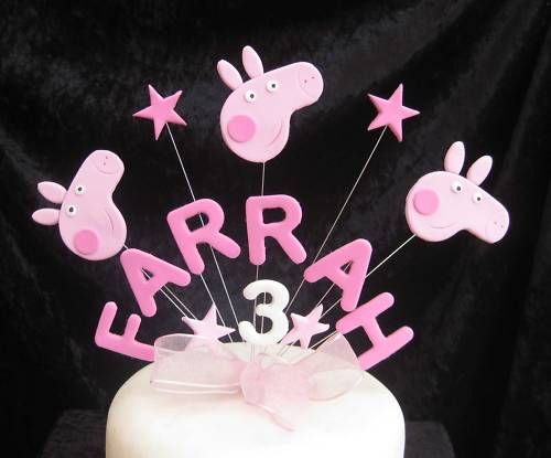 HANDMADE BIRTHDAY NAME/AGE CAKE TOPPER PEPPA PIG  