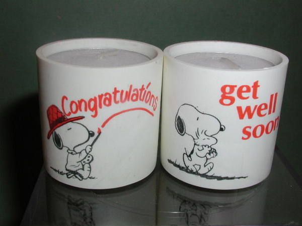 VINTAGE 1958 1965 SNOOPY candle holders LOVE LIGHTS BOX  