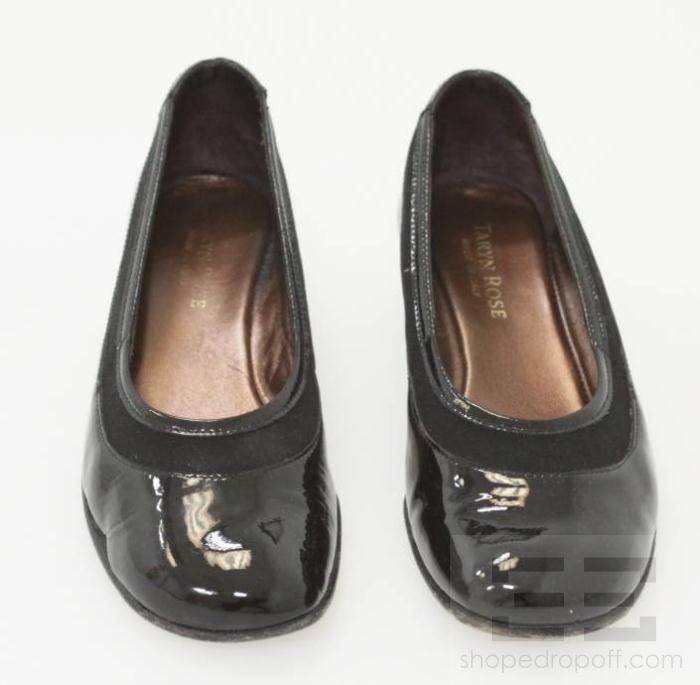 Taryn Rose Black Patent Leather Low Wedge Shoes Size 36.5  