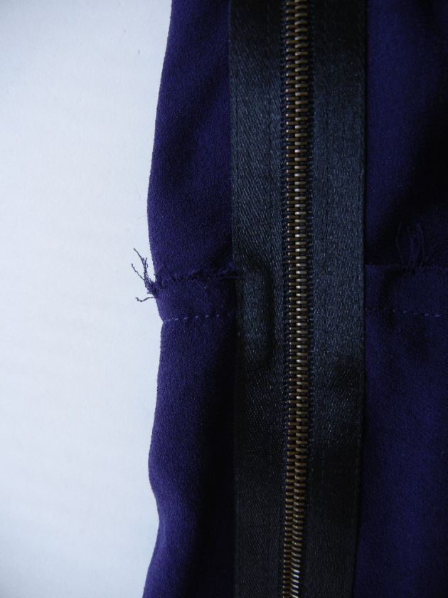 LANVIN Blue Side Ribbon Zip Drape Sash DRESS F36 Chic & Sophisticated 