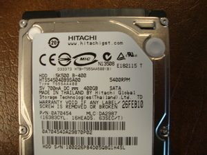 Hitachi HTS545040B9SA00 MLCDA2987 PN0A70454 400GB SATA 2.5 Hard 