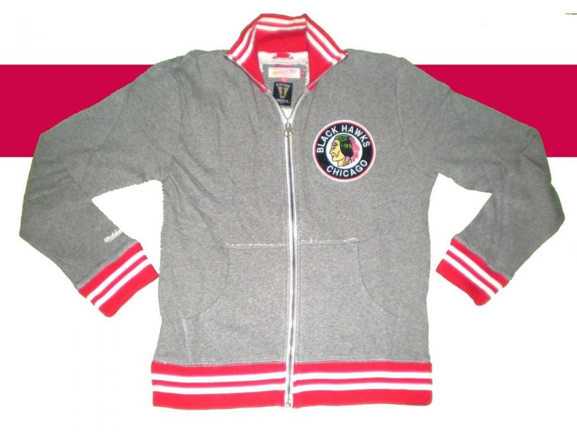 CHICAGO BLACKHAWKS VINTAGE MITCHELL & NESS FULL ZIP RETRO CLASSIC 