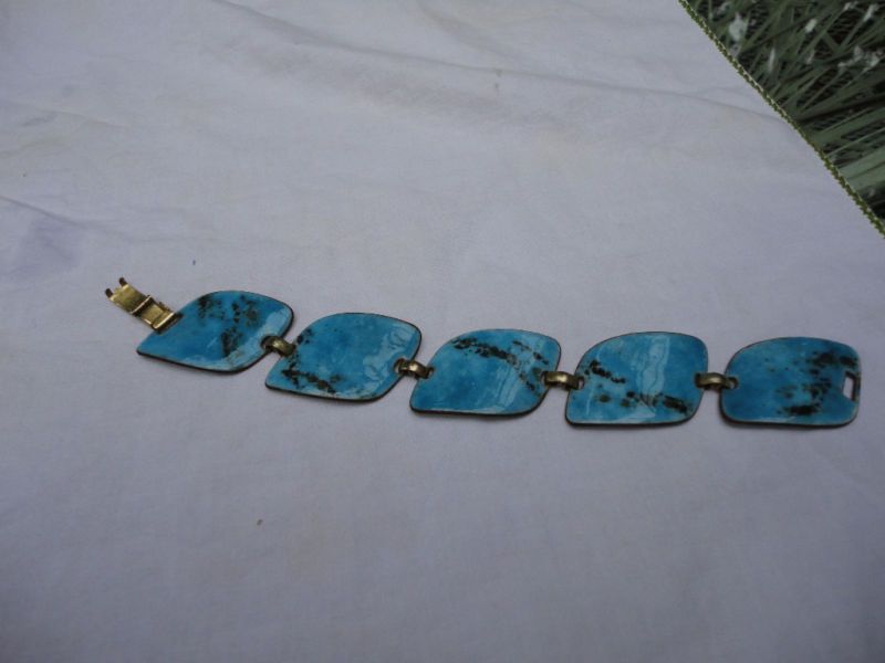 Vintage Denning Blue Enamel Bracelet  