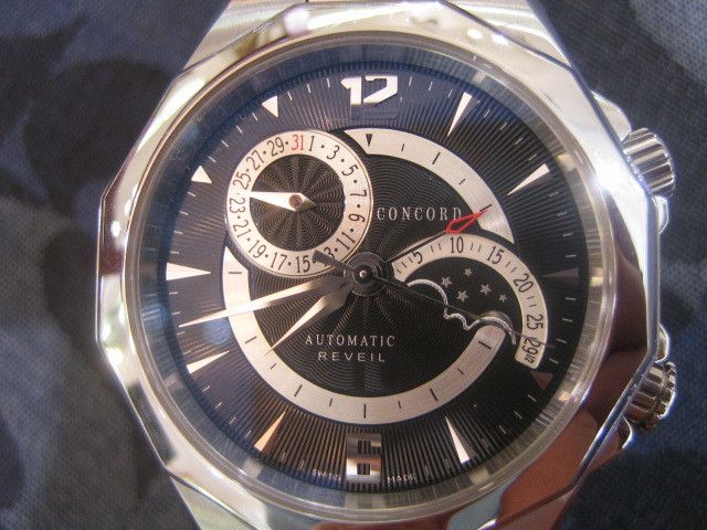 CONCORD SWISS MENS WATCH AUTOMATIC REVEIL SAPPHIRE MOON PHASE 