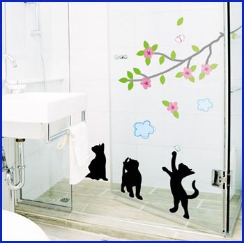 TREE CAT WALL PAPER DECAL MURAL VINYL ART STICKERS #182  