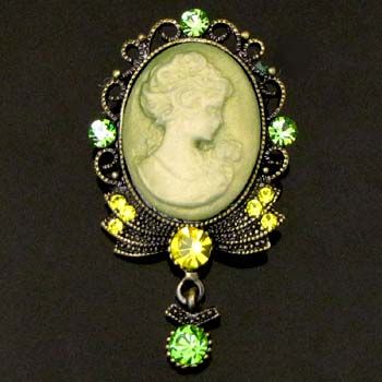    1p Rhinestone crystal Cameo Pin Brooch Necklace Pendant