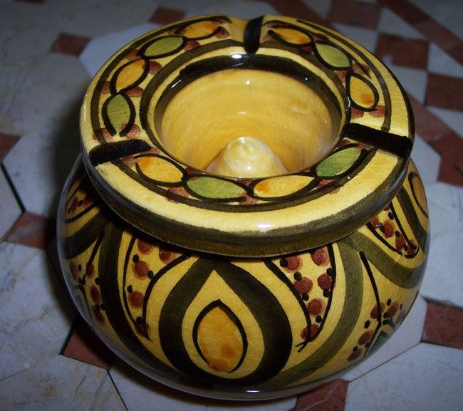 MOROCCAN ceramic ASHTRAY outdoor smokeless cigar patio  