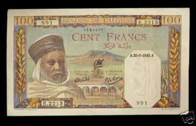 Algeria 100 Francs 1945 P. 85   