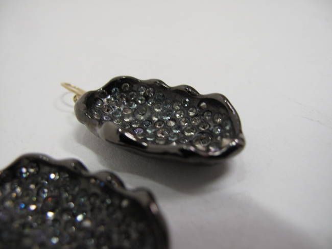 Alexis Bittar Metal Caved Crystal Drop Earrings  