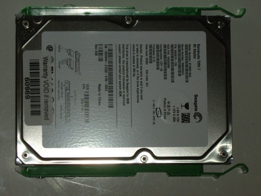 Dell Optiplex GX280 Hard Drive 80GB SATA W/Rails ST380013AS  