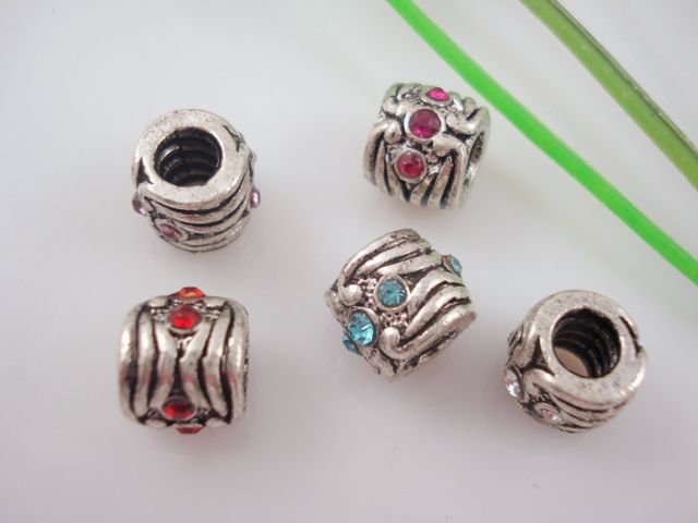 10 Pcs Charms Antique Silver Screw Spacer Beads Fits Bracelet AS38