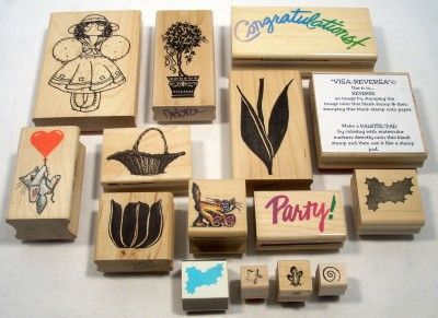 Lot Holiday Party Flowers Congratulations Rubber Stamps  