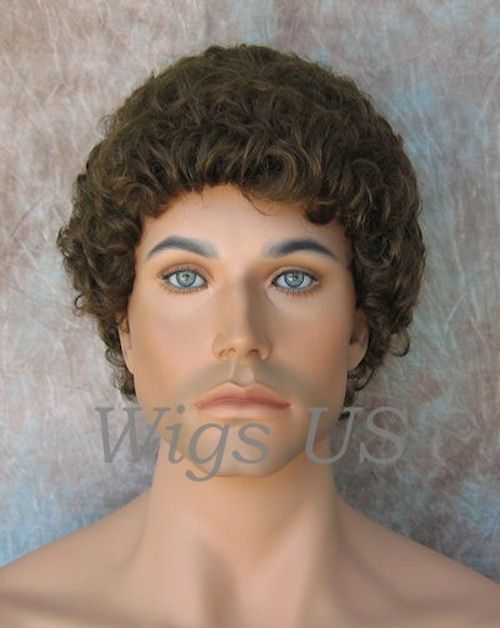 Wigs Medium Brown Will Ferrell tight curls mens wig US Seller  